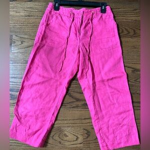 Hot pink linen capri pants